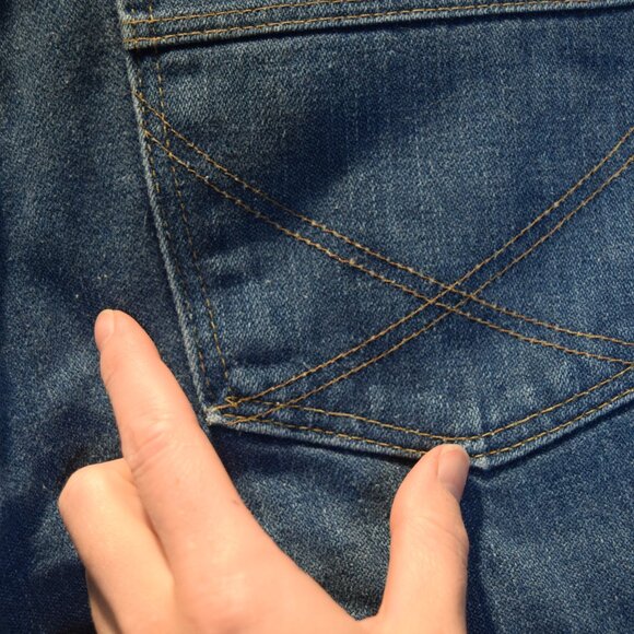 1970s MAVERICK Vintage Mens Jeans 32x 36 Disco Wide Leg Flare Denim EXCELLENT - Picture 13 of 15